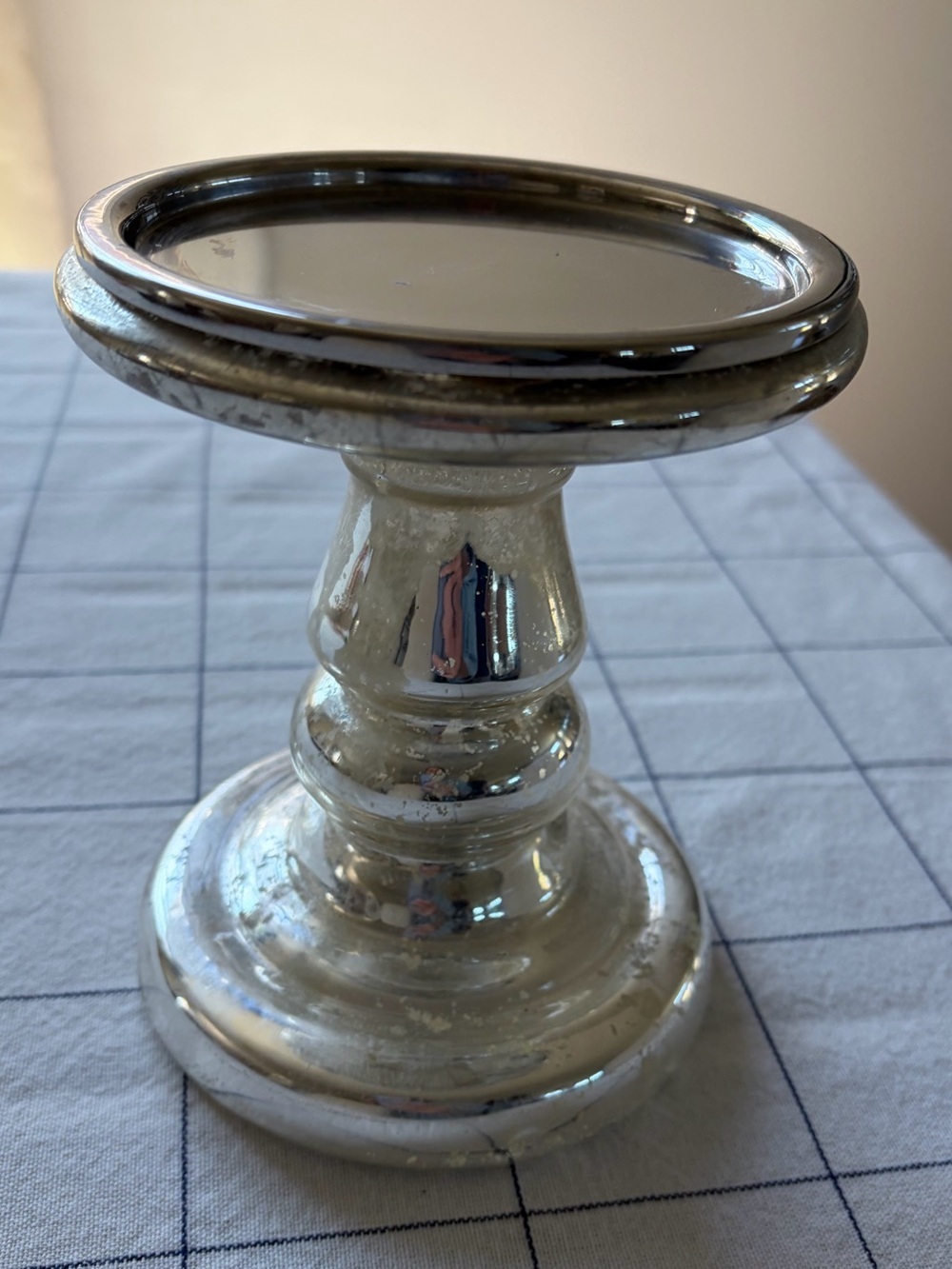 Pottery Barn Antique Mercury Glass 6 1/2” Candle Holder Pillar Stand - Picture 1 of 4